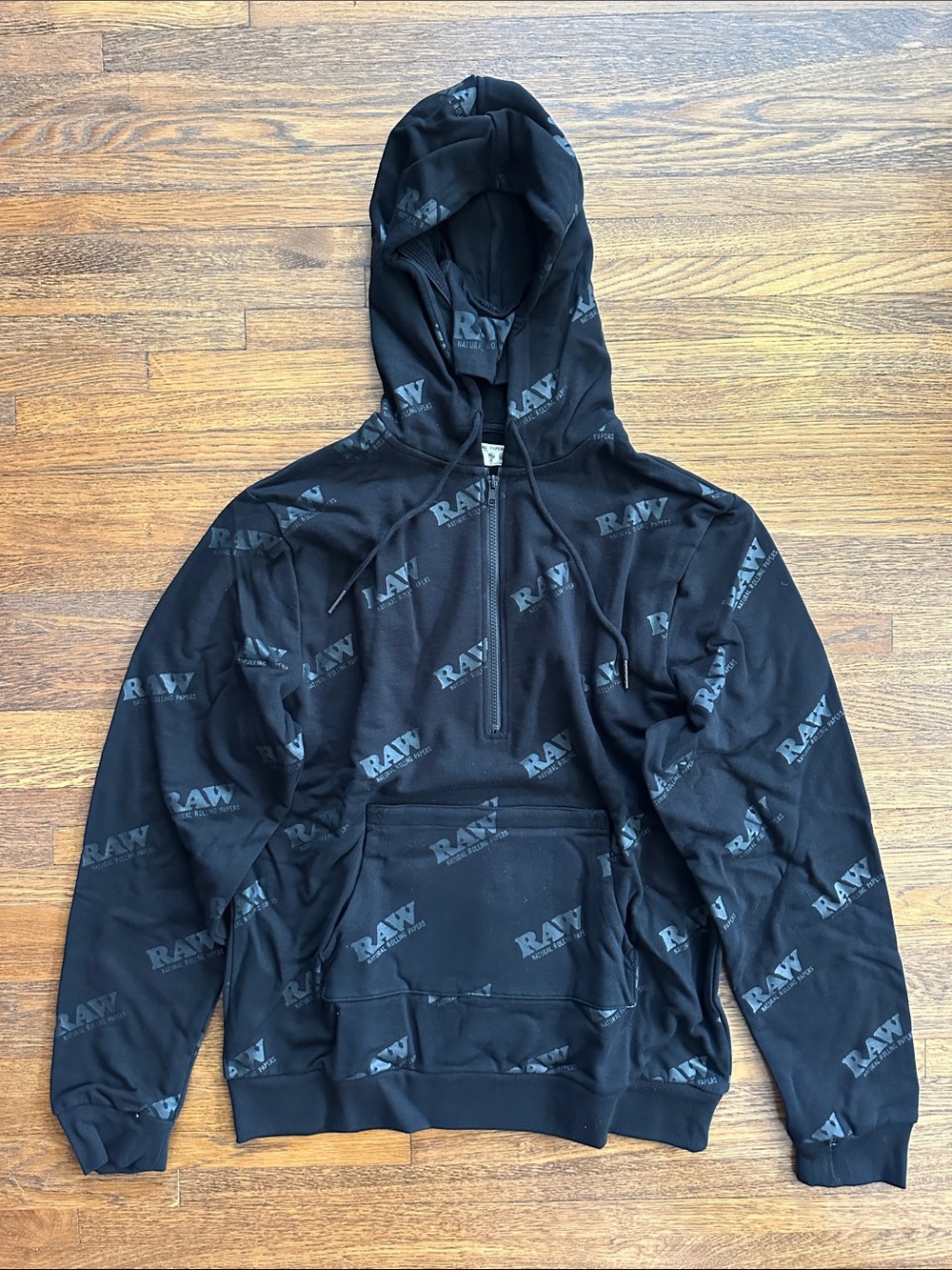 Black All Over Logo-Print Men's Hoodie Sweater